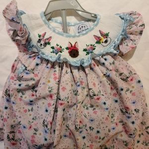Smocked bunnies bloomer set